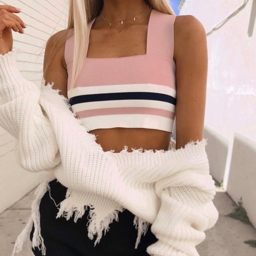 LF Seek The Label Striped Square Neck Bandage Crop Top Size S
